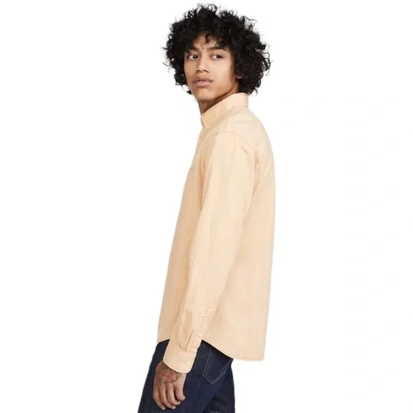 Club Monaco Yellow 100% Linen Slim Fit Shirt - Picture 4 of 8